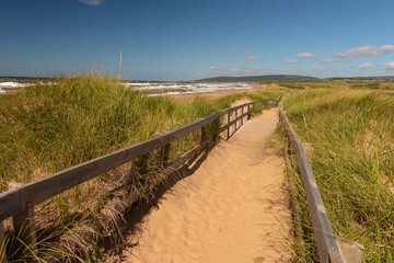 Popular Inverness Beach along the coast of Cape Breton Island in Nova Scotia, Canada