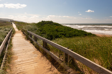Popular Inverness Beach along the coast of Cape Breton Island in Nova Scotia, Canada
