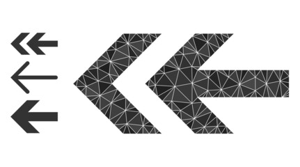 lowpoly arrow left icon, and other icons. Polygonal arrow left vector is designed of random triangles. Flat geometric lowpoly illustration created from arrow left icon.