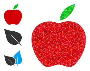 lowpoly apple icon, and similar icons. Polygonal apple vector designed with random triangles. Flat geometric lowpoly illustration is designed by apple icon.