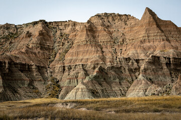 Geological formations in the so called "badlands". Badlands National Park, South Dakota, USA