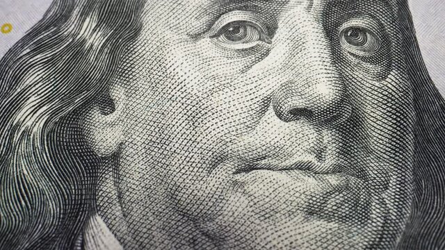 Benjamin Franklin s Face On One Hundred Dollar Notes Macro Shot. Finance and Investment Concept. Money Cash. Finance and Investment Concept