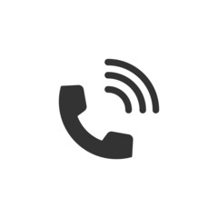 Handset related glyph vector icon. Contact us. Telephone, communication. Vector illustration. Phone icon. Telephone symbol. Phone on white background. Vector illustration.