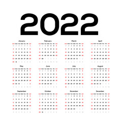 Calendar for 2022. Vector image, 2022 logo