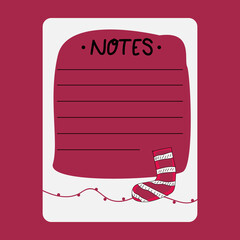 Blank notes paper and christmas sock design
