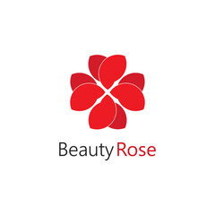 Abstract Rose Flower Logo Vector Icon Illustration. Red Rose Flower Symbol.