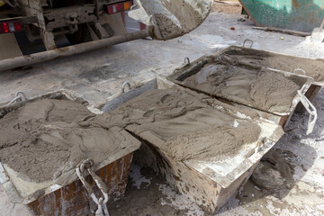 Cement mortar in construction tanks. Cement mortar for brickwork