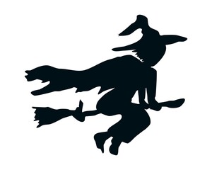 silhouette of a witch on a broom. illustration new