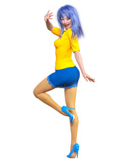 Sexy japanese secretary in mini skirt and stocking