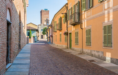 Beautiful summer morning sight in Barbaresco village in the Langhe region. Cuneo, Piedmont, Italy.