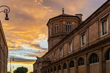 Hospital of the Holy Spirit complex building sunrise in Rome, Italy. The Ospedale di Santo Spirito (Hospital of the Holy Spirit) is a convention center.