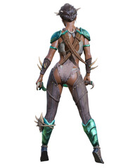 Warrior amazon woman with daggers.