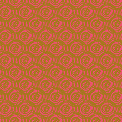 Shaggie hand drawn cirkels in gold and pink seamless repeat pattern print background