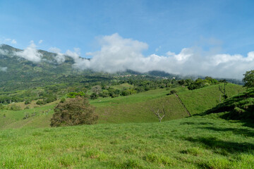 Fototapeta na wymiar Natural landscape on a summer afternoon. Tamesis, Antioquia, Colombia.