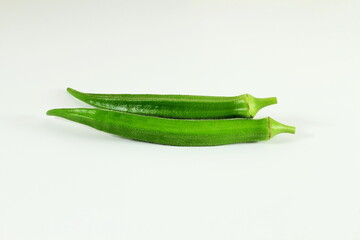 fresh okra vegetable isolated on white background