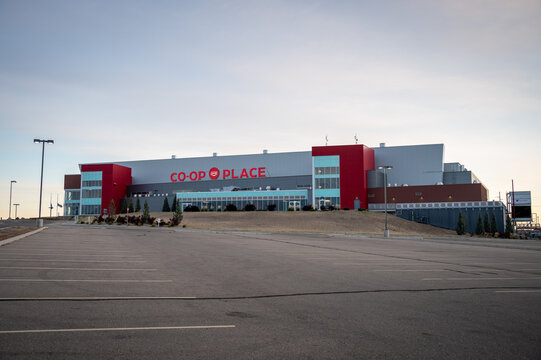 Medicine Hat, Alberta - October 11, 2021:  Co-Op Place hockey arena in Medicine Hat. Home of the Medicine Hat Tigers.