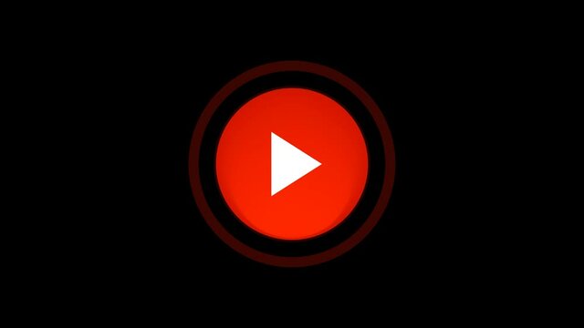 Red play button icon animation. Alpha channel. 4k resolution.