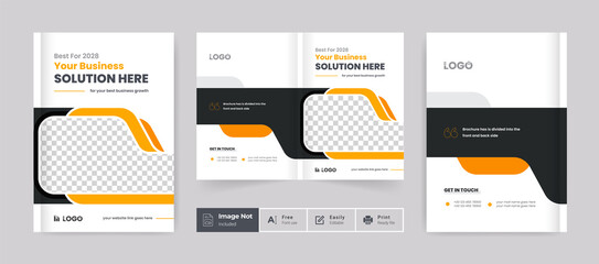 business brochure design cover template yellow color creative modern bi fold brochure corporate presentation abstract theme use for multipurpose editable text and fully vector cc file for update 