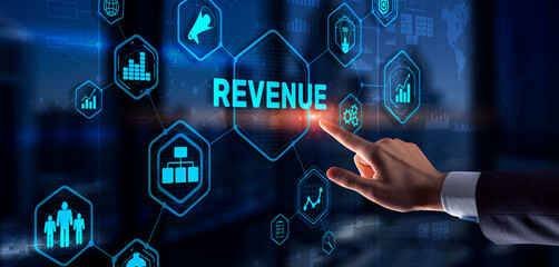 Revenue. Raising income concept. The businessman plans to increase his revenue