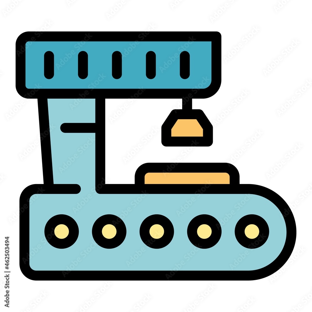 Poster lathe machine icon. outline lathe machine vector icon color flat isolated