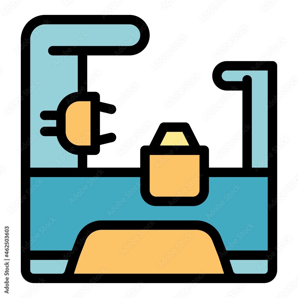 Poster factory lathe icon. outline factory lathe vector icon color flat isolated