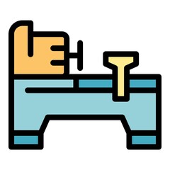 Grinding lathe icon. Outline grinding lathe vector icon color flat isolated