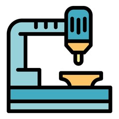 Technology lathe icon. Outline technology lathe vector icon color flat isolated