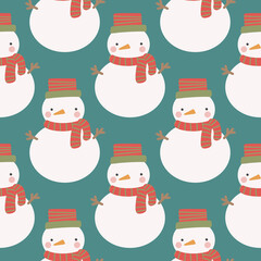 Christmas and New Year symbols snowman . Vector seamless pattern. Digital paper. Desig element
