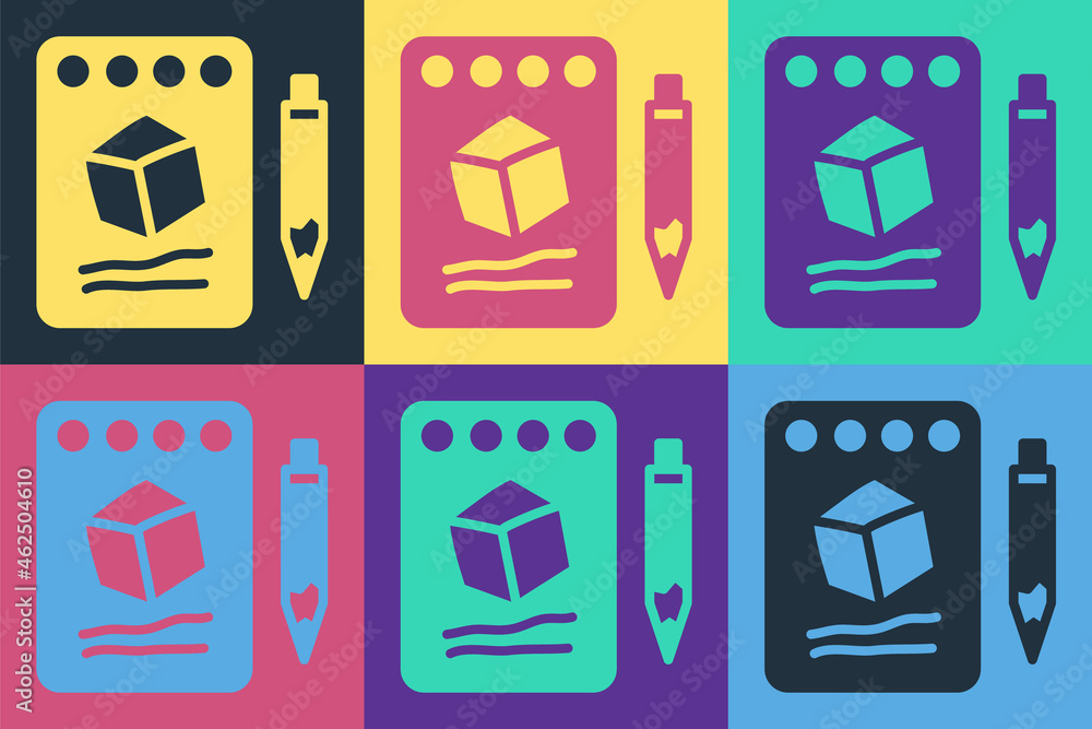 Poster pop art sketch on paper icon isolated on color background. vector