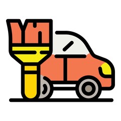Paint car icon. Outline paint car vector icon color flat isolated
