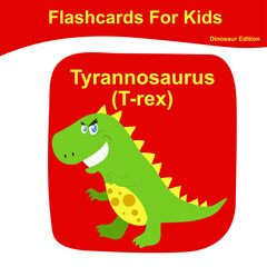 Dinosaur flashcard collections. Dinosaur educational printable flashcards. Vector poster for Preschool Education. 