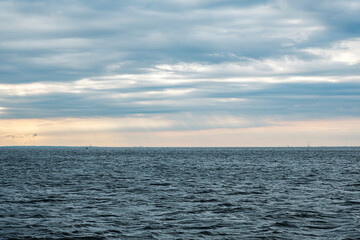 Baltic sea bay of Saint Petersburg, Russia. Travel by water in the Gulf of Finland, St. Petersburg