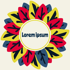 Cute cartoon design of leaves frame. Hand drawn wreath in flat style great for social media posts, banners, poster, cards.