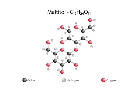 Molecular formula of maltitol. Maltitol is a sugar alcohol used as a sugar substitute.