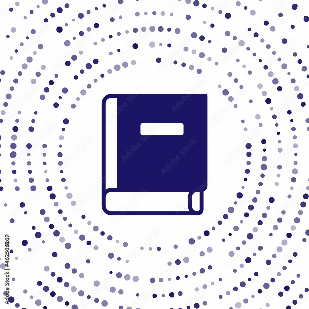 Poster blue science book icon isolated on white background. abstract circle random dots. vector