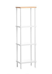 Empty bookcase on white background