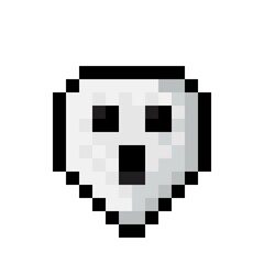 Ghost character pixel art. Vector illustration.