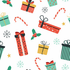 Christmas background, boxes with gifts
