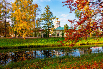 Chinese village in autumn in Tsarskoe Selo (Pushkin), Saint Petersburg, Russia