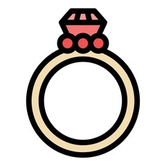 Ring jewelry icon. Outline ring jewelry vector icon color flat isolated