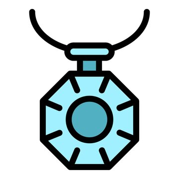 recommend clip art: Necklace pendant icon. Outline necklace pendant vector icon color flat isolated