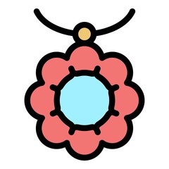 Necklace accessory icon. Outline necklace accessory vector icon color flat isolated
