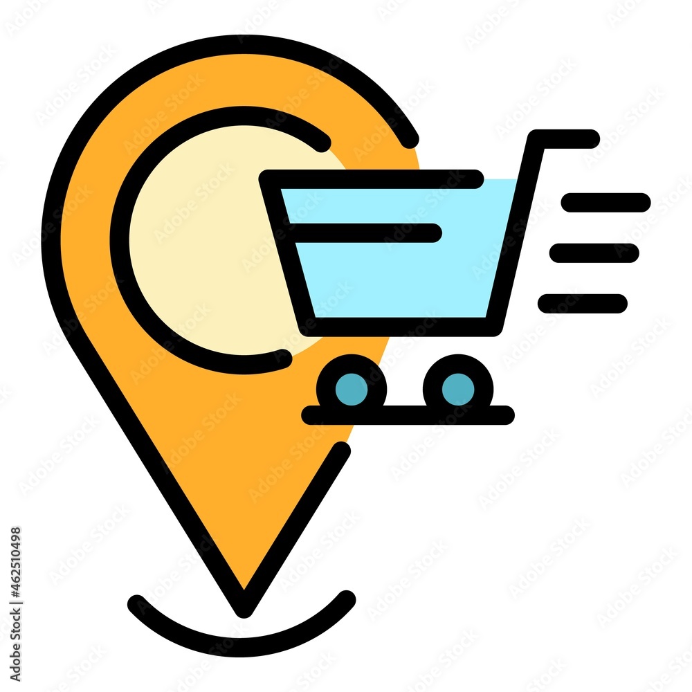 Poster purchasing location icon. outline purchasing location vector icon color flat isolated
