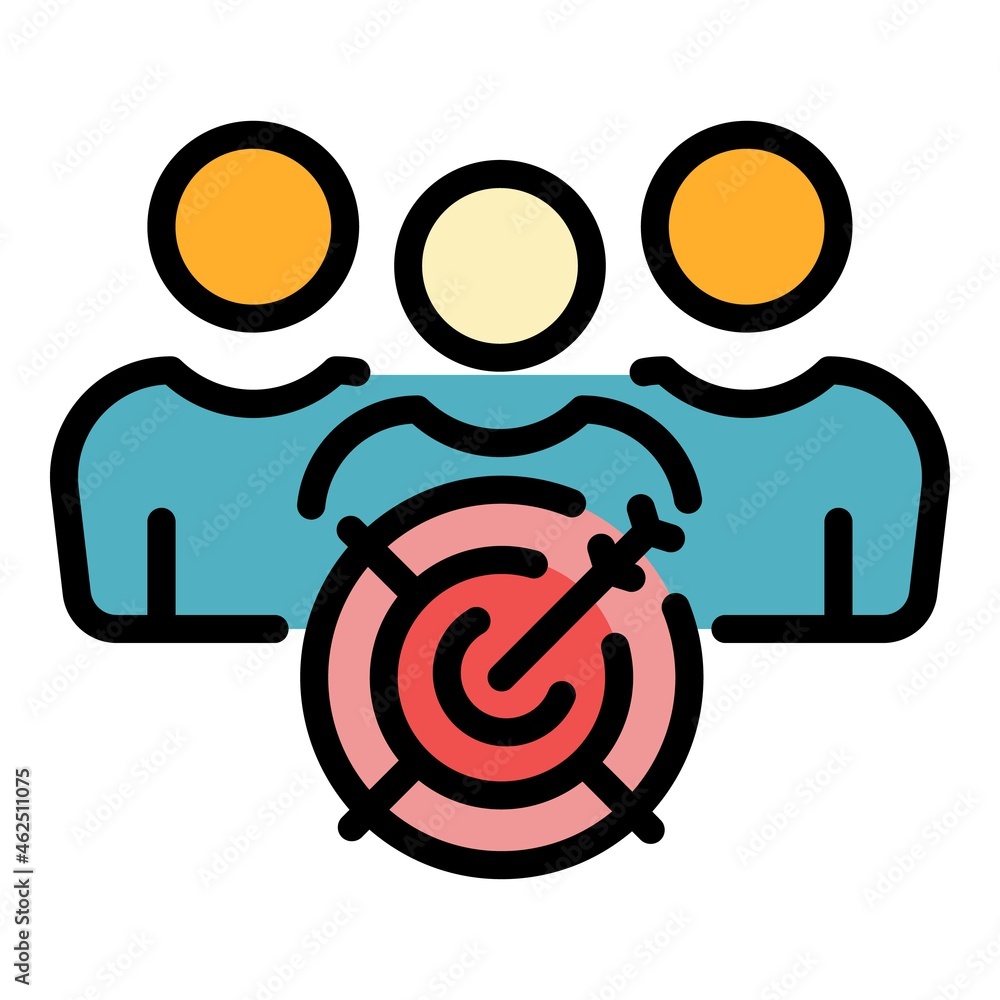 Poster target clients icon. outline target clients vector icon color flat isolated