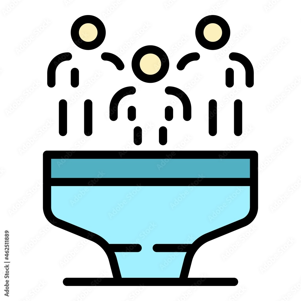Poster clients funnel icon. outline clients funnel vector icon color flat isolated