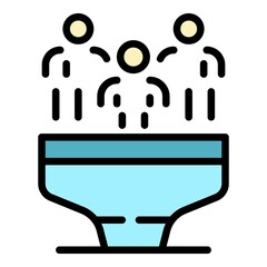 Clients funnel icon. Outline clients funnel vector icon color flat isolated