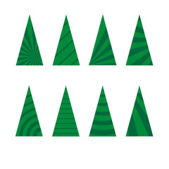 tree set of abstract geometric christmas trees
