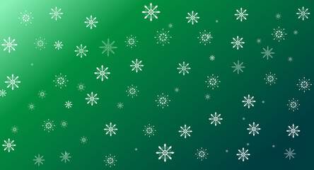 White snowflakes on green gradient background