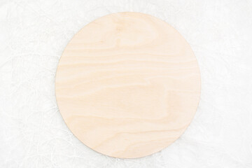 circle wooden sign template on white background, Concept winter time and christmas holiday