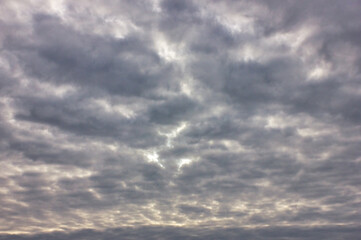 Natural backgrounds: stormy sky. Cloudy autumn sky.